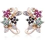 18k Yellow Gold Plated Sterling Silver Genuine Multi-Gemstone Flower Post Earrings