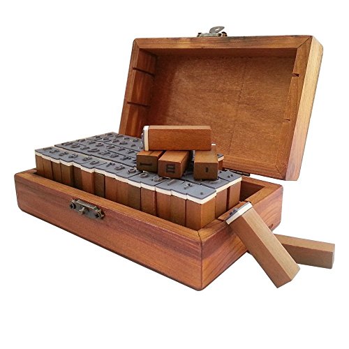 Wooden rubber stamp box - vintage style -diary stamps 70 pcs numb…