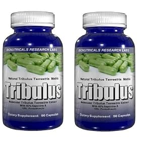 2 Bottles Tribulus Terrestris - 90 Capsules 450mg 40% Saponins 180mg Testosterone Booster