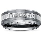 Tungsten Carbide Diamond Mens Wedding Band .20CTW
