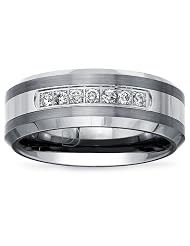 Tungsten Carbide Diamond Mens Wedding Ring .20ctw by AX Jewelry