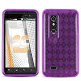 Purple Checker TPU Crystal Skin for LG Thrill 4G / Optimus 3D