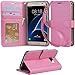 Galaxy s7 edge Case, Arae [Wrist Strap] Flip Folio [Kickstand Feature] PU leather wallet case with ID&Credit Card Pockets For Samsung Galaxy S7 edge (babypink)