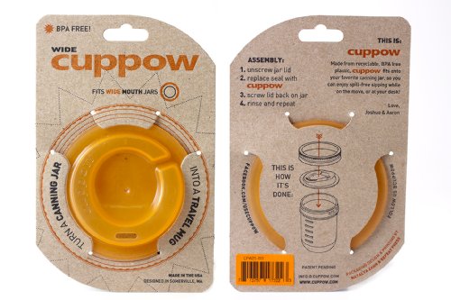 Original Cuppow Wide - Drinking Lid for Wide Mouth Canning Jar! - Orange-image