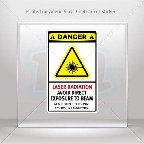 Sticker Decal Danger Laser Radiation Avoid Direct Exposure To Beam Wear Pr 6 X 3.7 Inches Vinyl color print 0600 X433W