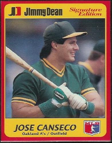 1991 Jimmy Dean 19 Jose Canseco Canseco Oakland Athletics(Baseball Cards)