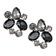 Hematite Tone Grey and Black Crystal Cluster Fashion Earrings