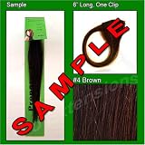 #4 Brown, 6 Inch Sample of Clip on in Human Hair Extensions Set