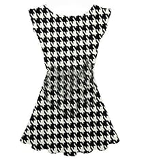 Sexy Sleeveless Houndstooth Print Pleated Round Neck  Dress