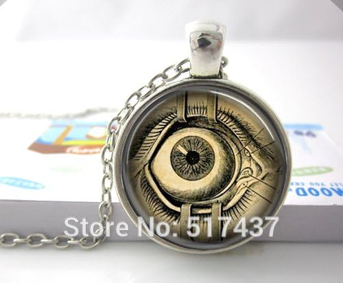 Pretty Lee Glass Dome Necklace Steampunk Jewelry Human Anatomy Eyeball Necklace Evil Eye Science Medical Art Pendant Necklace