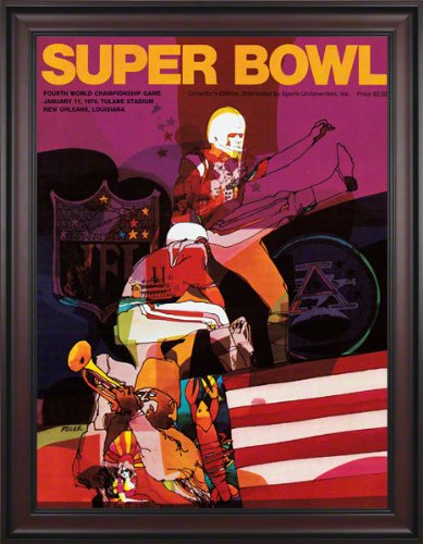 Framed Canvas 36 x 48 Super Bowl IV Program Print | Details: 1970, Chiefs vs Vikings