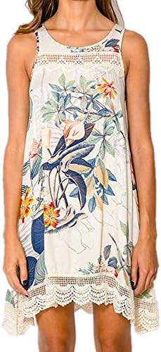 Teeta(TM)Women's Casual Embroidered Hem Dress Sleeveless Floral One-pieces