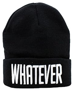 Winter Knit Black Whatever Beanie Hat Men Women Winter Cap Skully Letter Beanie