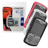 Combo of Red, White, Black Skin Cover Case and Kingston 4GB microSDHC Class 4 Memory Card with SD Adapter for Blackberry Curve 8300 8310 8320 8330