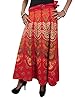 Indi Wrap Skirt-red Ethnic Printed Cotton Boho Hippy Summer Casual Wrap