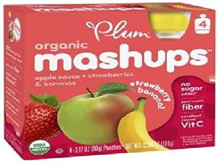 Plum Kids Organic Fruit Mashups Squeezeable Fruit, Strawberry- Banana 3.17 oz (360 g)(pack of 2) by Plum Kids