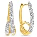 14K Yellow Gold Diamond Curlicue Hoop Earrings