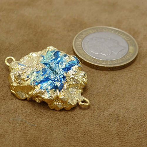 Charm Double Bail Titanium Druzy Agate Stone Electroplated Jewellery Crafting 1 PC