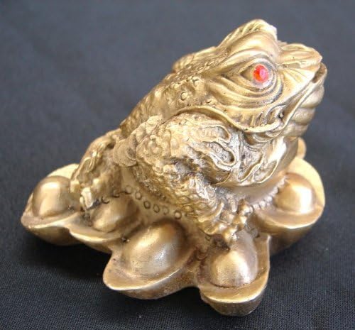 PHOENIX TREASURE TROVE Golden Colored Feng Shui Money Frog on Ingots