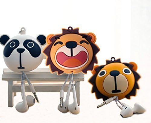 Zonso Earphone Cable Protection Silicon Case, Cute Animal Ornament (Lion A)