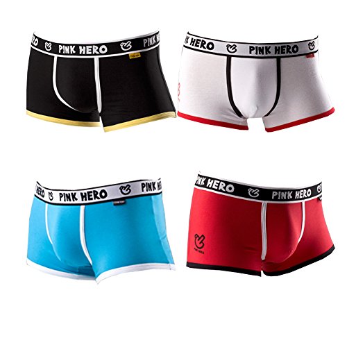 Phero Mens Underwear Comfortable Staycool Ultimate Cotton Spandex Boxer Brief 4 Pack