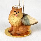 Pomeranian Angel Dog Ornament - Red
