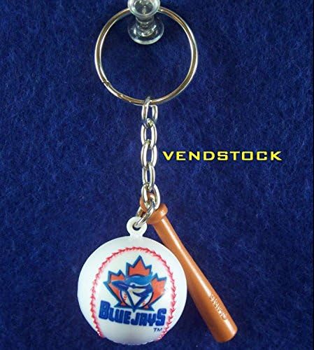TORONTO BLUE JAYS KEYCHAIN BALL & BAT SET OF 2 BACKPACK ZIPPER PULLS