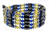 Magnetic Wrap Necklace/Bracelet - Dark Blue and Yellow Beads