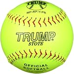Trump&reg; MP-RP-Y-PB MP Series 12 Inch Red Stitch Yellow Pebble Grain Leather Softball (Official Softball Stamp) (Sold in Dozens)