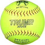 Trump&reg; MP-RP-Y-PB MP Series 12 Inch Red Stitch Yellow Pebble Grain Leather Softball (Official Softball Stamp) (Sold in Dozens)