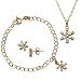 Yellow Gold Overlay Sterling Silver Girl's Snowflake Earrings, 6