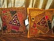 2 Carrot Orange Vintage Sari Banjara Toss Pillow Mirror Embroidery Cushion Covers