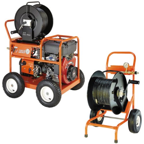 General Pipe Cleaners LP-ES-J-3055-C NA Jet-Set 16 HP 3000 PSI LP Powered Drain Cleaner with Electric Start, Hose Reel, Cart-Reel, Two Hoses and Nozzle Sets LPESJ3055C