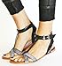 Twisted Women's Daisy Glitter Overlay Patent T-Strap Flat Sandal