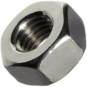 ASME B18.6.3 Plain 18-8 Stainless Steel Machine Screw Hex Nut, #6-32 Thread Size, 7/64" Width Across Flats, 5/16" Thick (Pack of 100)