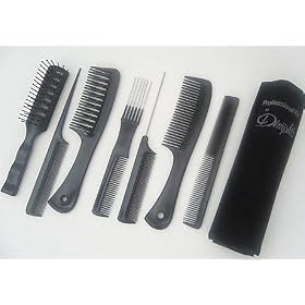 Dimples Professional 7  Piece Brush & Comb Set - Black
