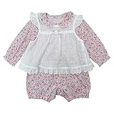 【H28年春物】(日本製) Pample Mousse(パンプルムース) 編み花付きセットロンパース 70cm/OW NO.DP-61512