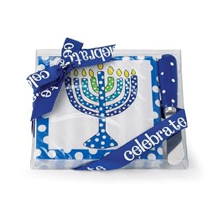 Mud Pie Happy Chanukah Cocktail Napkin and Spreader Set, Menorah by 