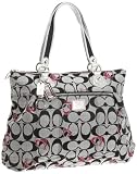 Coach Limited Edition Hearts Signature Glam Shopper Bag Purse Tote 18711 Black White