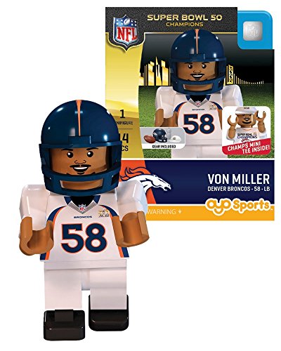 NFL Denver Broncos Super Bowl 50 Champions Von Miller Minifigure, Small, Black