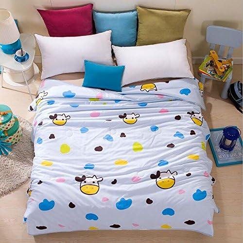 Home Comfortable 100% Cotton Comforter for Summer Air-Conditioning Quilt 1PC (78" x 90", Blue Cattle)