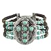 Silvertone Imitation Turquoise Cross Wood Bead Fashion Bracelet