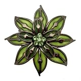 Acosta - Stained Glass Effect - Green Crystal Flower Brooch