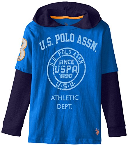U.S. Polo Assn. Big Boys' Hoodie Hang Down, China Blue, 14/16