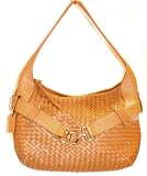 Liz Claiborne Seaport Woven Leather Hobo Palamino Handbag Bag Purse