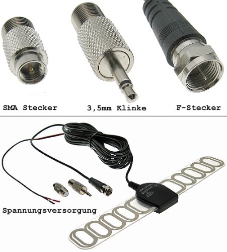 Auto Radio DVB-T TV Empfang innen aktiv Scheiben-Antenne Klebeantenne