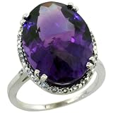10k White Gold ( 18×13 mm ) Large Halo Engagement Amethyst Ring w/ 0.103 Carat Brilliant Cut Diamonds & 10.3 Carats Oval Cut Stone, 3/4 in. (19mm) wide, size 7.5