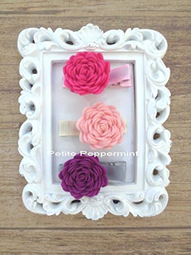 Baby hair clip set, felt flower hair clip, baby girl hair bow, girl hair clip, toddler hair bow, baby hair bow set, baby girl hair clip