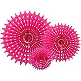 Party Partners Hanging Honeycomb Tissue Fan, Pink, Set of 3