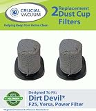 2 Dirt Devil F25 Allergen Filters Designed To Fit Dirt Devil Vacuum Cleaner F25 F-25 Filter; Versa Power Filter; Compare To Part # 2SV1102000, 3SV0980000; Designed & Engineered By Crucial Vacuum